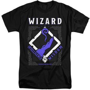 AN OFFCIALLY LICENSED DUNGEONS AND DRAGONS WIZARD MEN'S TALL FIT T-SHIRT BLACK