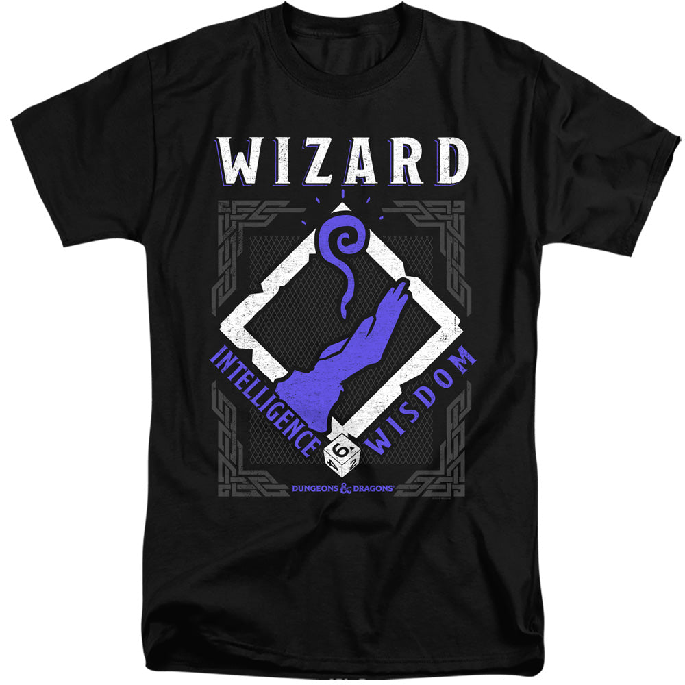 AN OFFCIALLY LICENSED DUNGEONS AND DRAGONS WIZARD MEN'S TALL FIT T-SHIRT BLACK