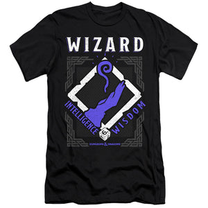 AN OFFCIALLY LICENSED DUNGEONS AND DRAGONS WIZARD MEN'S PREMIUM SLIM FIT T-SHIRT BLACK