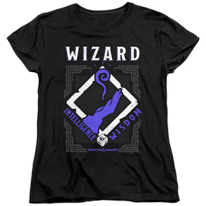 AN OFFCIALLY LICENSED DUNGEONS AND DRAGONS WIZARD WOMEN'S REGULAR FIT T-SHIRT BLACK