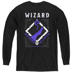 AN OFFCIALLY LICENSED DUNGEONS AND DRAGONS WIZARD YOUTH LONG SLEEVE T-SHIRT BLACK