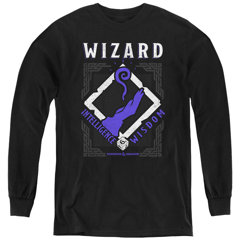 AN OFFCIALLY LICENSED DUNGEONS AND DRAGONS WIZARD YOUTH LONG SLEEVE T-SHIRT BLACK