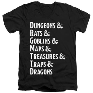 AN OFFCIALLY LICENSED DUNGEONS AND DRAGONS DUNGEON LIST MEN'S V-NECK T-SHIRT BLACK