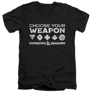 AN OFFCIALLY LICENSED DUNGEONS AND DRAGONS CHOOSE YOUR WEAPON MEN'S V-NECK T-SHIRT BLACK