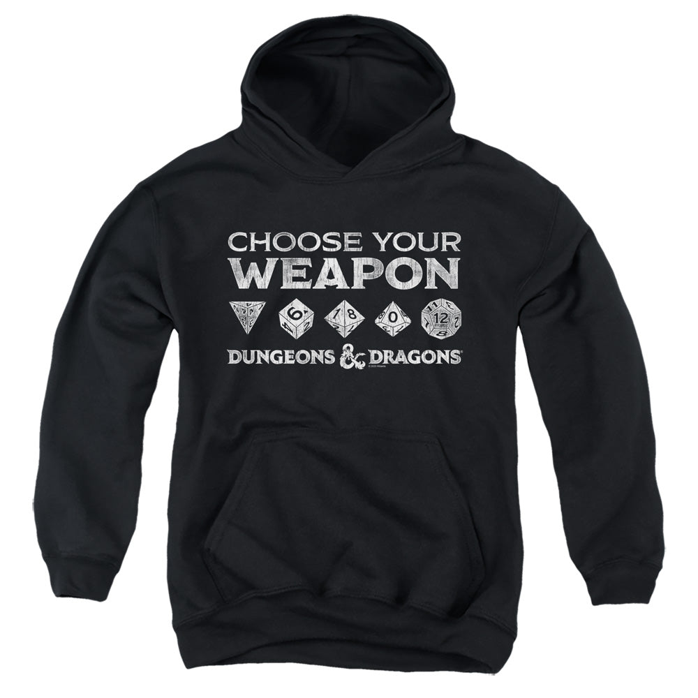 AN OFFCIALLY LICENSED DUNGEONS AND DRAGONS CHOOSE YOUR WEAPON YOUTH HOODIE BLACK