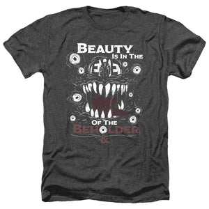 AN OFFCIALLY LICENSED DUNGEONS AND DRAGONS EYE OF THE BEHOLDER MEN'S HEATHER T-SHIRT CHARCOAL