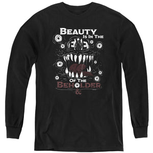 AN OFFCIALLY LICENSED DUNGEONS AND DRAGONS EYE OF THE BEHOLDER YOUTH LONG SLEEVE T-SHIRT BLACK