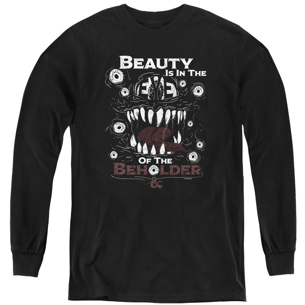 AN OFFCIALLY LICENSED DUNGEONS AND DRAGONS EYE OF THE BEHOLDER YOUTH LONG SLEEVE T-SHIRT BLACK