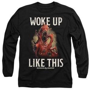 AN OFFCIALLY LICENSED DUNGEONS AND DRAGONS WOKE LIKE THIS MEN'S LONG SLEEVE T-SHIRT BLACK