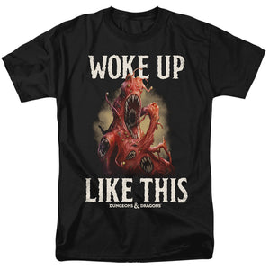 AN OFFCIALLY LICENSED DUNGEONS AND DRAGONS WOKE LIKE THIS MEN'S REGULAR FIT T-SHIRT BLACK