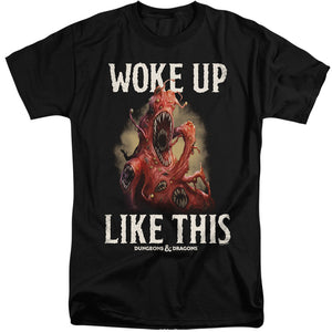 AN OFFCIALLY LICENSED DUNGEONS AND DRAGONS WOKE LIKE THIS MEN'S TALL FIT T-SHIRT BLACK