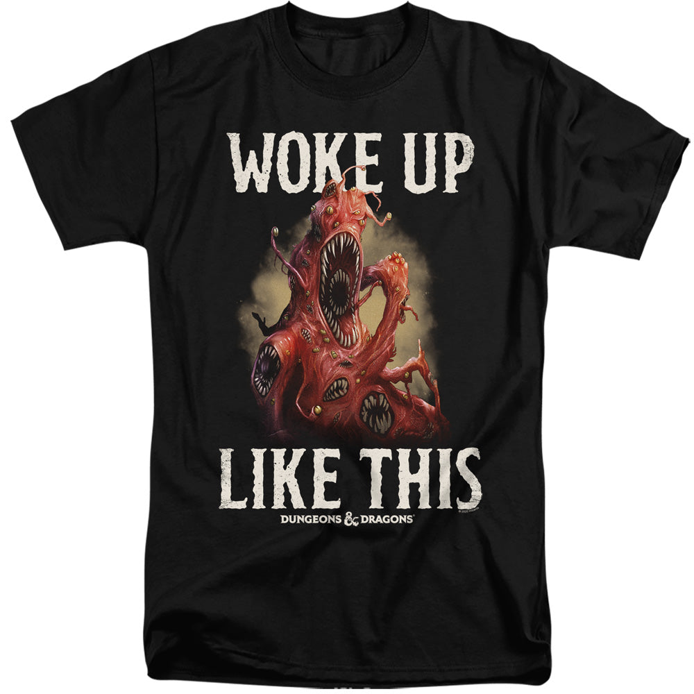 AN OFFCIALLY LICENSED DUNGEONS AND DRAGONS WOKE LIKE THIS MEN'S TALL FIT T-SHIRT BLACK