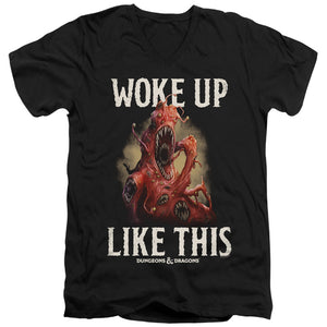 AN OFFCIALLY LICENSED DUNGEONS AND DRAGONS WOKE LIKE THIS MEN'S V-NECK T-SHIRT BLACK