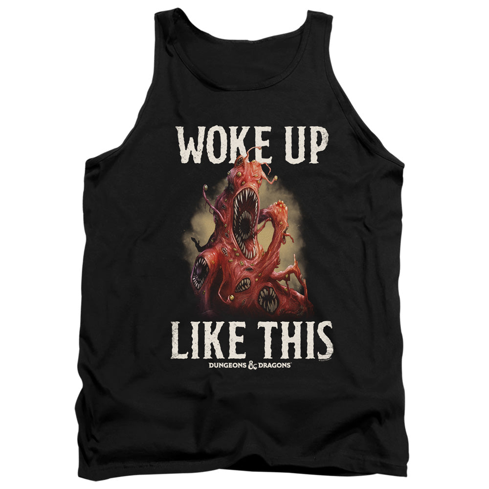AN OFFCIALLY LICENSED DUNGEONS AND DRAGONS WOKE LIKE THIS ADULT UNISEX TANK TOP BLACK