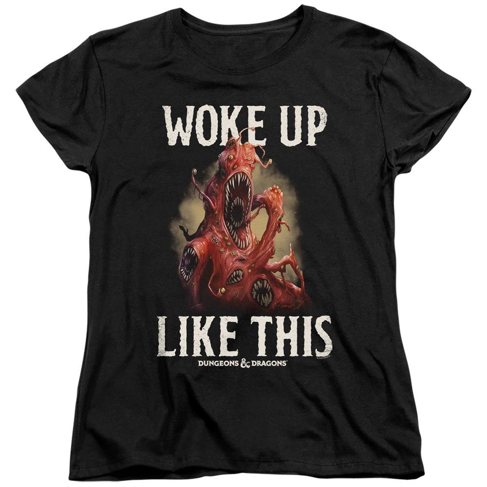 AN OFFCIALLY LICENSED DUNGEONS AND DRAGONS WOKE LIKE THIS WOMEN'S REGULAR FIT T-SHIRT BLACK