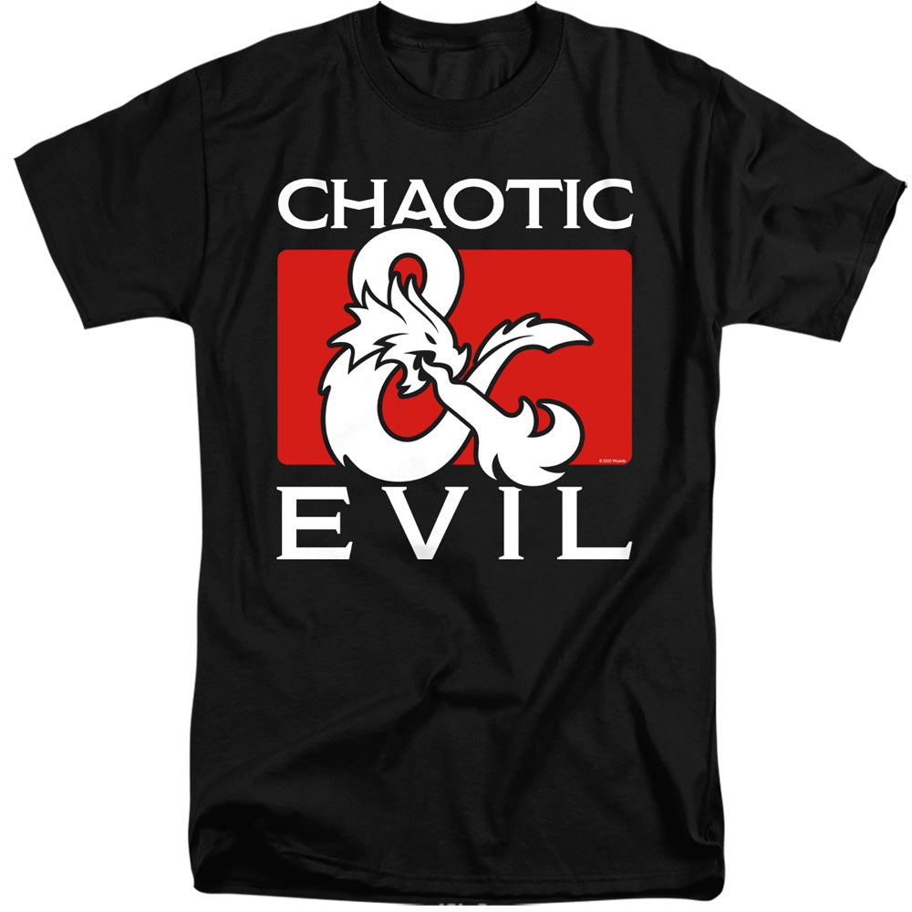 AN OFFCIALLY LICENSED DUNGEONS AND DRAGONS CHAOTIC EVIL MEN'S TALL FIT T-SHIRT BLACK