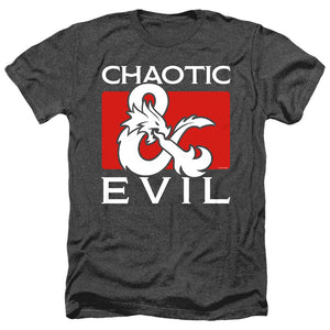 AN OFFCIALLY LICENSED DUNGEONS AND DRAGONS CHAOTIC EVIL MEN'S HEATHER T-SHIRT CHARCOAL
