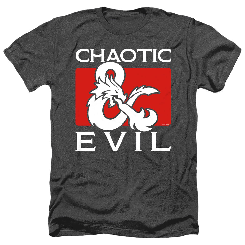 AN OFFCIALLY LICENSED DUNGEONS AND DRAGONS CHAOTIC EVIL MEN'S HEATHER T-SHIRT CHARCOAL