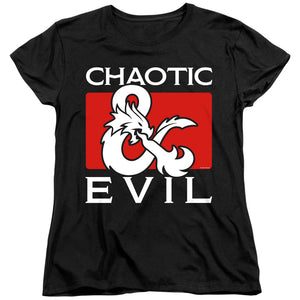 AN OFFCIALLY LICENSED DUNGEONS AND DRAGONS CHAOTIC EVIL WOMEN'S REGULAR FIT T-SHIRT BLACK