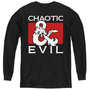 AN OFFCIALLY LICENSED DUNGEONS AND DRAGONS CHAOTIC EVIL YOUTH LONG SLEEVE T-SHIRT BLACK