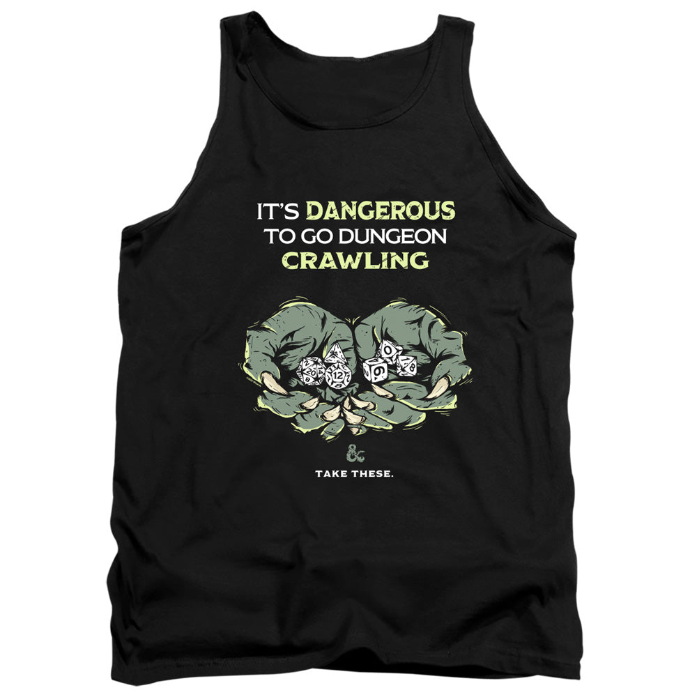 AN OFFCIALLY LICENSED DUNGEONS AND DRAGONS DANGEROUS TO GO ALONE ADULT UNISEX TANK TOP BLACK