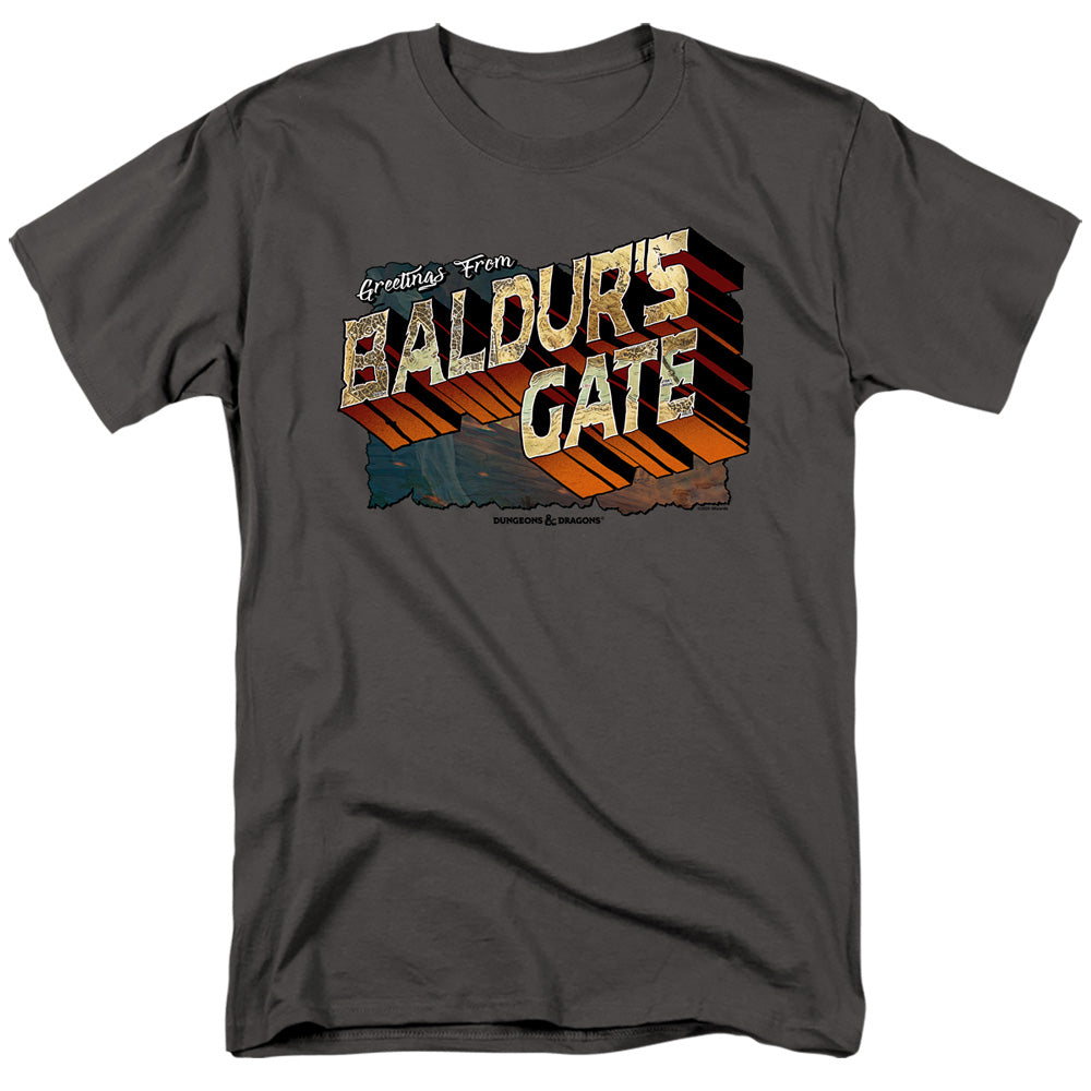AN OFFCIALLY LICENSED DUNGEONS AND DRAGONS BALDURS GATE MEN'S REGULAR FIT T-SHIRT CHARCOAL