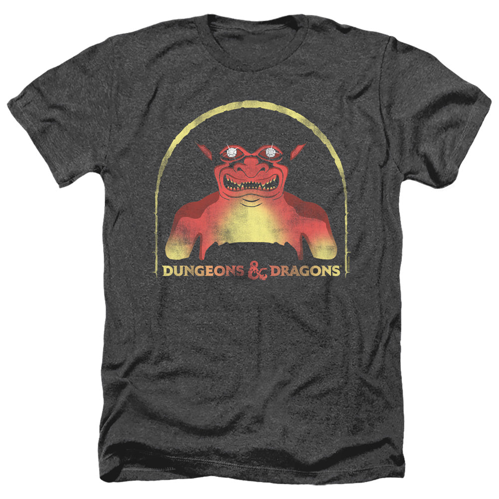 AN OFFCIALLY LICENSED DUNGEONS AND DRAGONS OLD SCHOOL MEN'S HEATHER T-SHIRT CHARCOAL