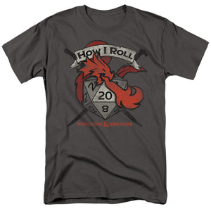 AN OFFCIALLY LICENSED DUNGEONS AND DRAGONS HOW I ROLL D AND D MEN'S REGULAR FIT T-SHIRT CHARCOAL