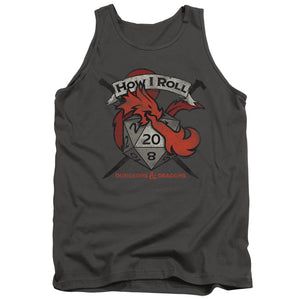 AN OFFCIALLY LICENSED DUNGEONS AND DRAGONS HOW I ROLL D AND D ADULT UNISEX TANK TOP CHARCOAL