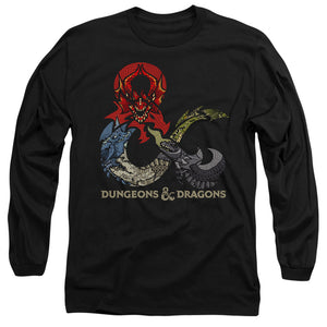 AN OFFCIALLY LICENSED DUNGEONS AND DRAGONS DRAGONS IN DRAGONS MEN'S LONG SLEEVE T-SHIRT BLACK