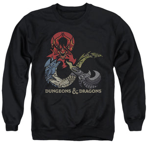 AN OFFCIALLY LICENSED DUNGEONS AND DRAGONS DRAGONS IN DRAGONS ADULT UNISEX CREWNECK SWEATSHIRT BLACK