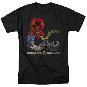 AN OFFCIALLY LICENSED DUNGEONS AND DRAGONS DRAGONS IN DRAGONS MEN'S REGULAR FIT T-SHIRT BLACK