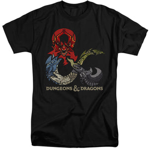 AN OFFCIALLY LICENSED DUNGEONS AND DRAGONS DRAGONS IN DRAGONS MEN'S TALL FIT T-SHIRT BLACK
