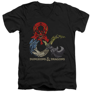 AN OFFCIALLY LICENSED DUNGEONS AND DRAGONS DRAGONS IN DRAGONS MEN'S V-NECK T-SHIRT BLACK