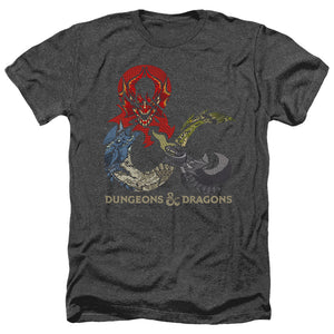 AN OFFCIALLY LICENSED DUNGEONS AND DRAGONS DRAGONS IN DRAGONS MEN'S HEATHER T-SHIRT CHARCOAL