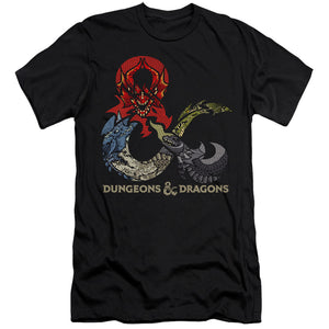 AN OFFCIALLY LICENSED DUNGEONS AND DRAGONS DRAGONS IN DRAGONS MEN'S PREMIUM SLIM FIT T-SHIRT BLACK