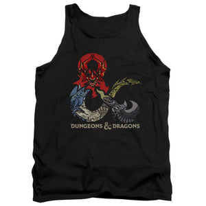 AN OFFCIALLY LICENSED DUNGEONS AND DRAGONS DRAGONS IN DRAGONS ADULT UNISEX TANK TOP BLACK