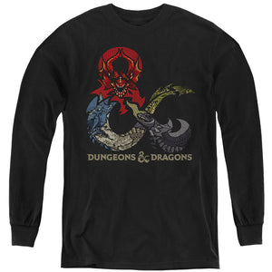 AN OFFCIALLY LICENSED DUNGEONS AND DRAGONS DRAGONS IN DRAGONS YOUTH LONG SLEEVE T-SHIRT BLACK