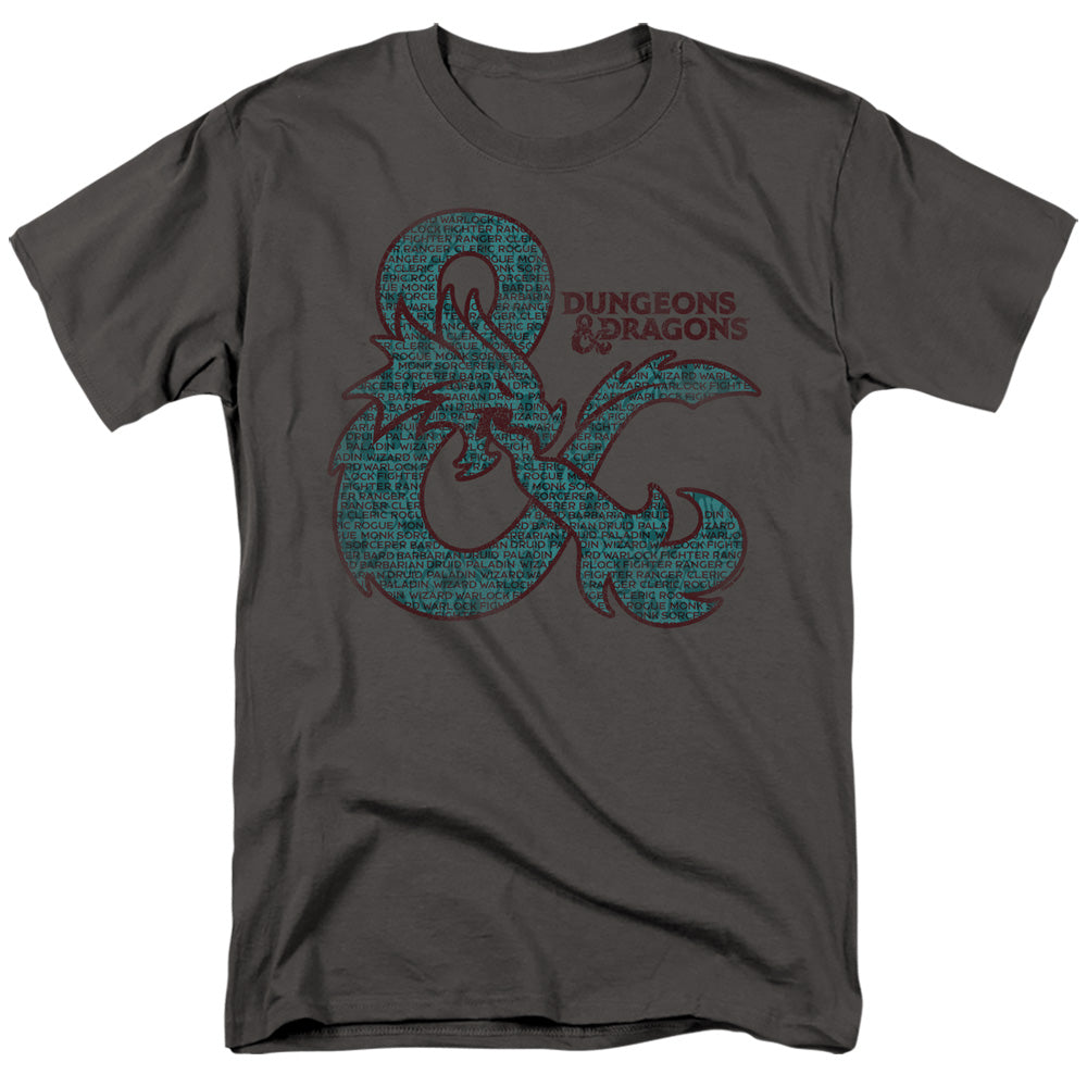 AN OFFCIALLY LICENSED DUNGEONS AND DRAGONS AMPERSAND CLASSES MEN'S REGULAR FIT T-SHIRT CHARCOAL