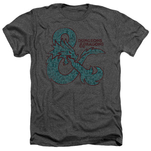 AN OFFCIALLY LICENSED DUNGEONS AND DRAGONS AMPERSAND CLASSES MEN'S HEATHER T-SHIRT CHARCOAL