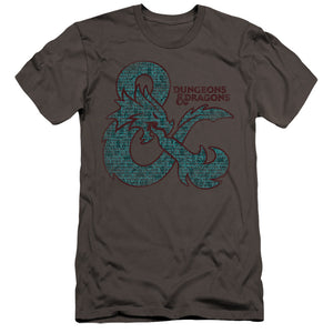 AN OFFCIALLY LICENSED DUNGEONS AND DRAGONS AMPERSAND CLASSES MEN'S PREMIUM SLIM FIT T-SHIRT CHARCOAL