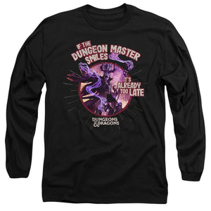 AN OFFCIALLY LICENSED DUNGEONS AND DRAGONS DUNGEON MASTER SMILES MEN'S LONG SLEEVE T-SHIRT BLACK