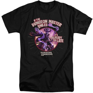 AN OFFCIALLY LICENSED DUNGEONS AND DRAGONS DUNGEON MASTER SMILES MEN'S TALL FIT T-SHIRT BLACK