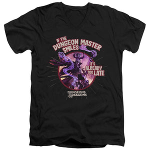 AN OFFCIALLY LICENSED DUNGEONS AND DRAGONS DUNGEON MASTER SMILES MEN'S V-NECK T-SHIRT BLACK