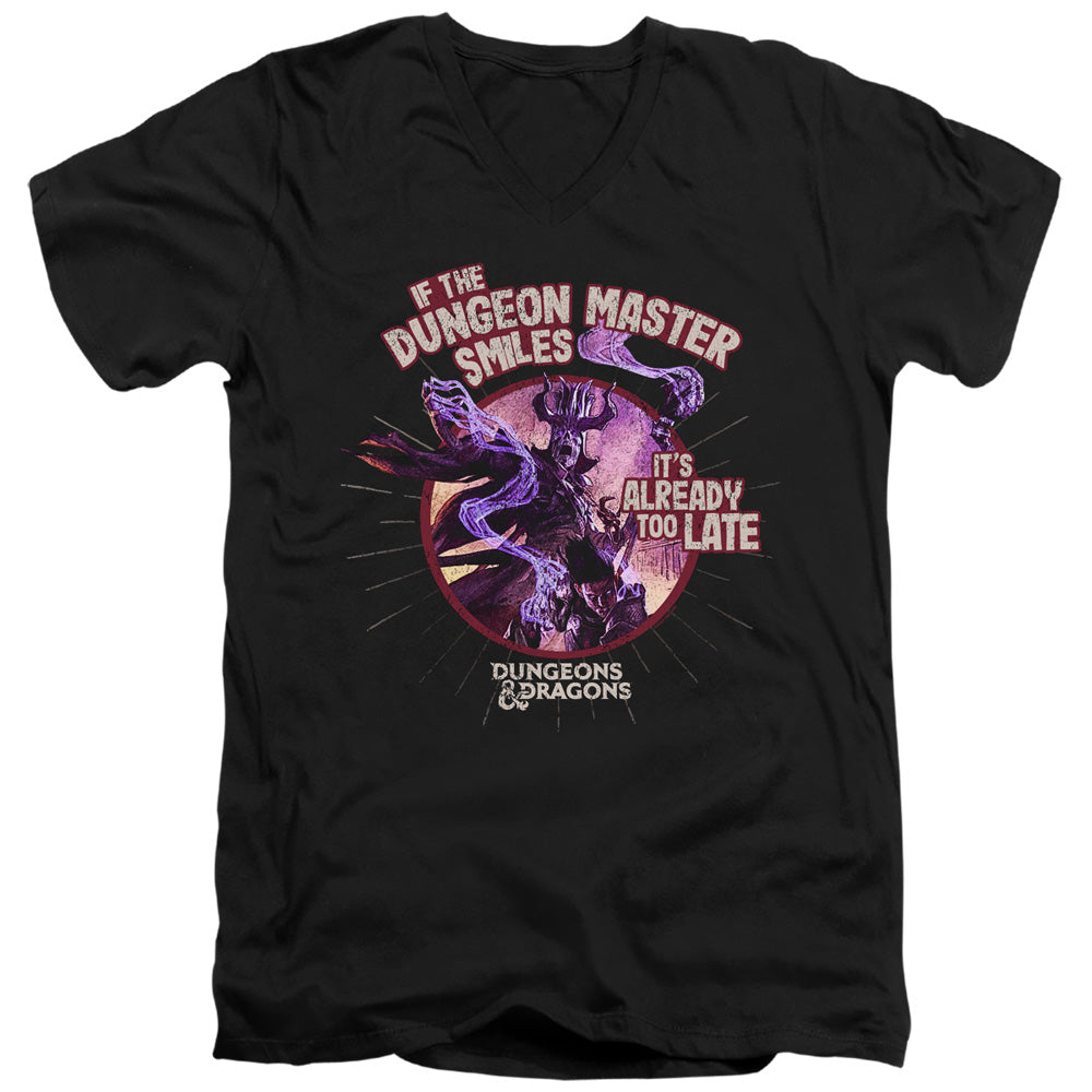 AN OFFCIALLY LICENSED DUNGEONS AND DRAGONS DUNGEON MASTER SMILES MEN'S V-NECK T-SHIRT BLACK