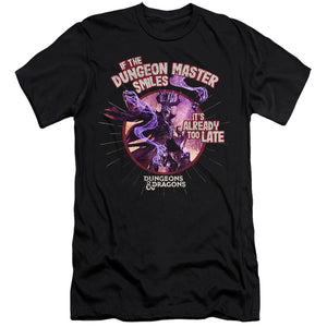 AN OFFCIALLY LICENSED DUNGEONS AND DRAGONS DUNGEON MASTER SMILES MEN'S PREMIUM SLIM FIT T-SHIRT BLACK