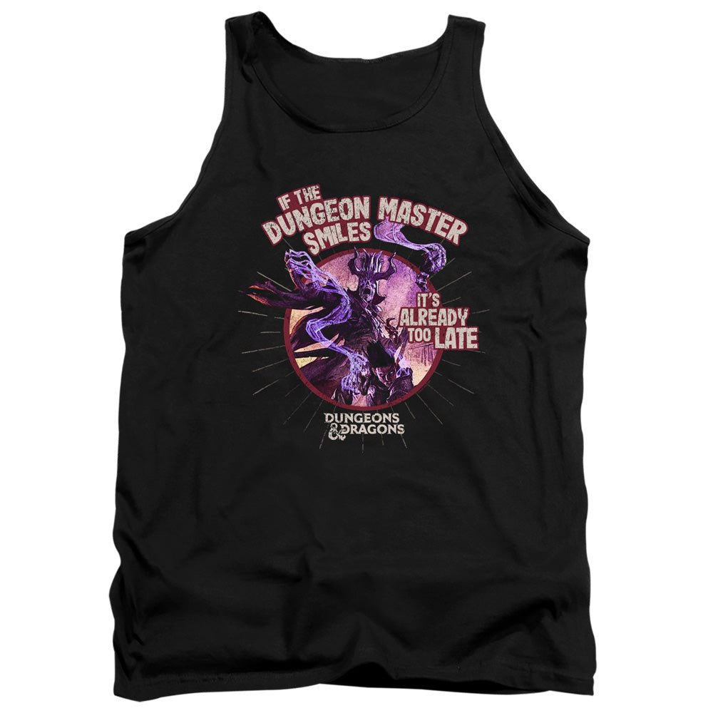 AN OFFCIALLY LICENSED DUNGEONS AND DRAGONS DUNGEON MASTER SMILES ADULT UNISEX TANK TOP BLACK