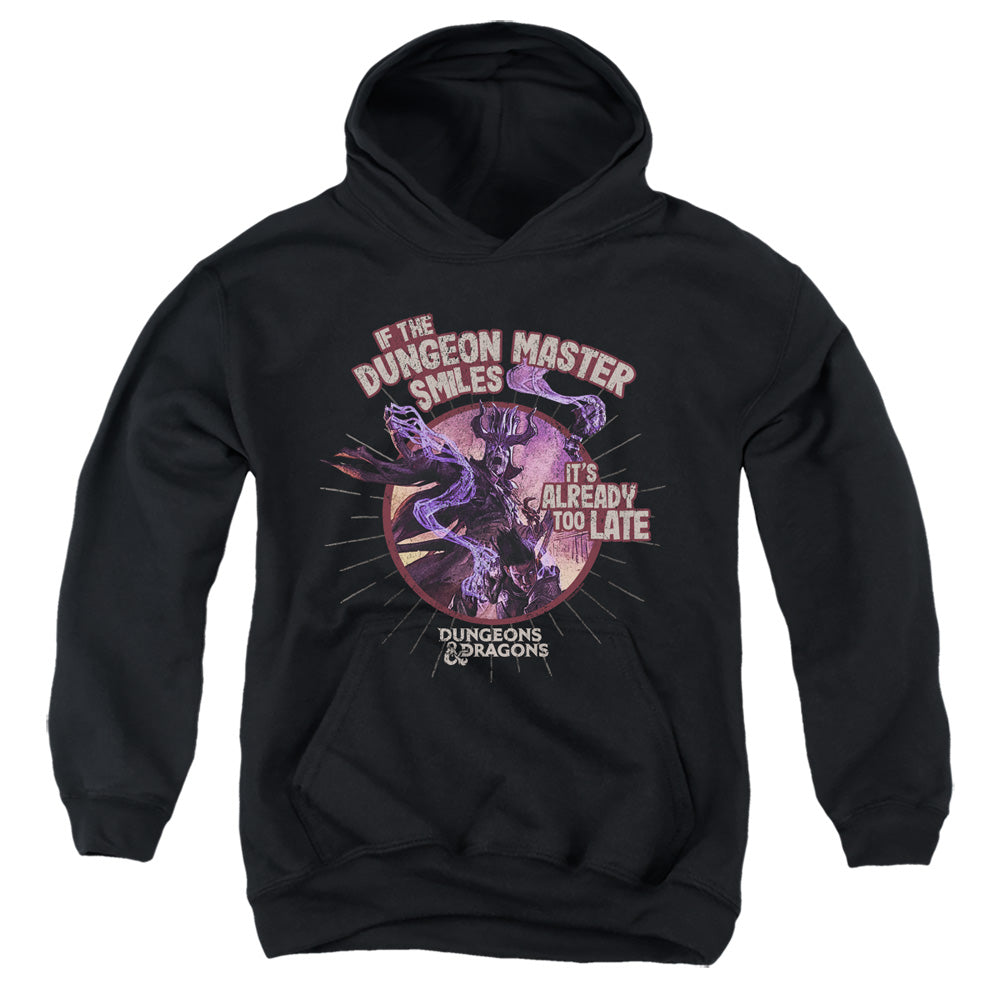 AN OFFCIALLY LICENSED DUNGEONS AND DRAGONS DUNGEON MASTER SMILES YOUTH HOODIE BLACK