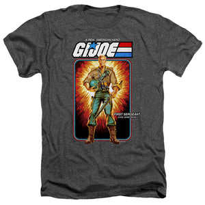 AN OFFCIALLY LICENSED G.I. JOE DUKE CARD MEN'S HEATHER T-SHIRT CHARCOAL
