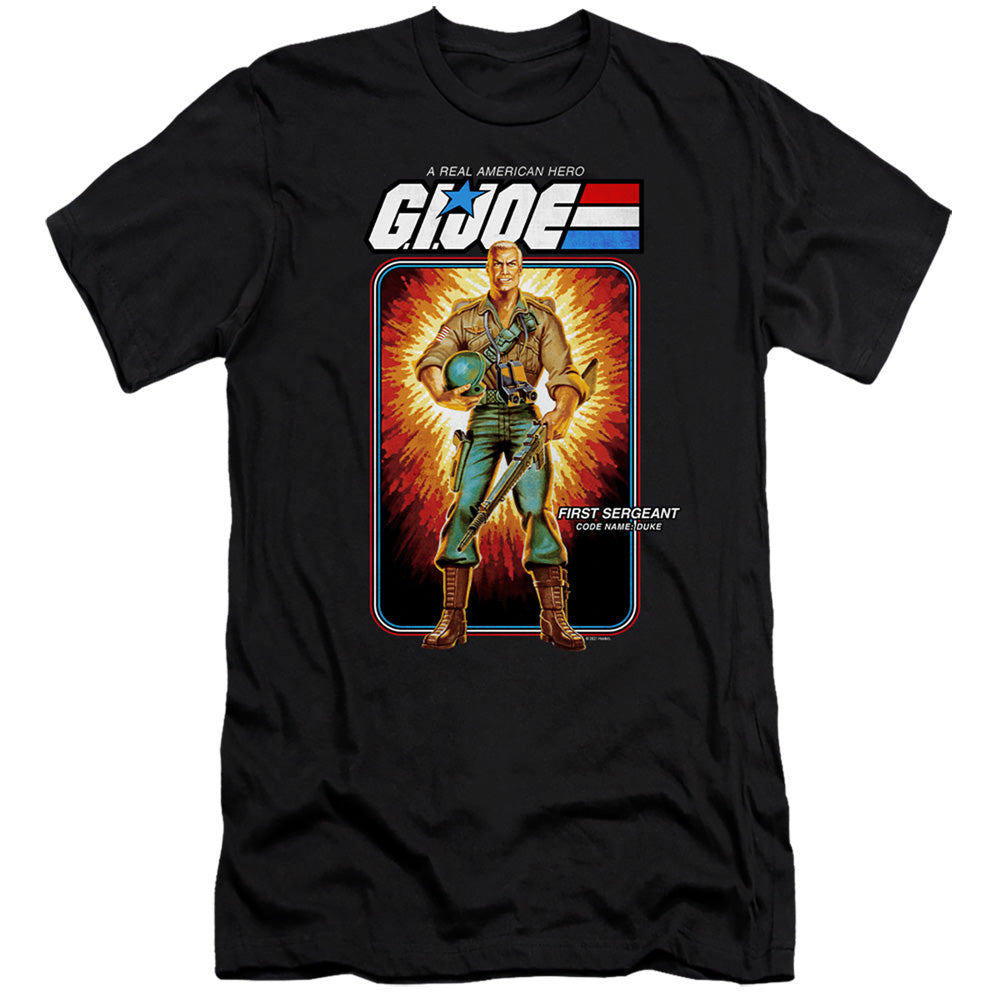 AN OFFCIALLY LICENSED G.I. JOE DUKE CARD MEN'S PREMIUM SLIM FIT T-SHIRT BLACK